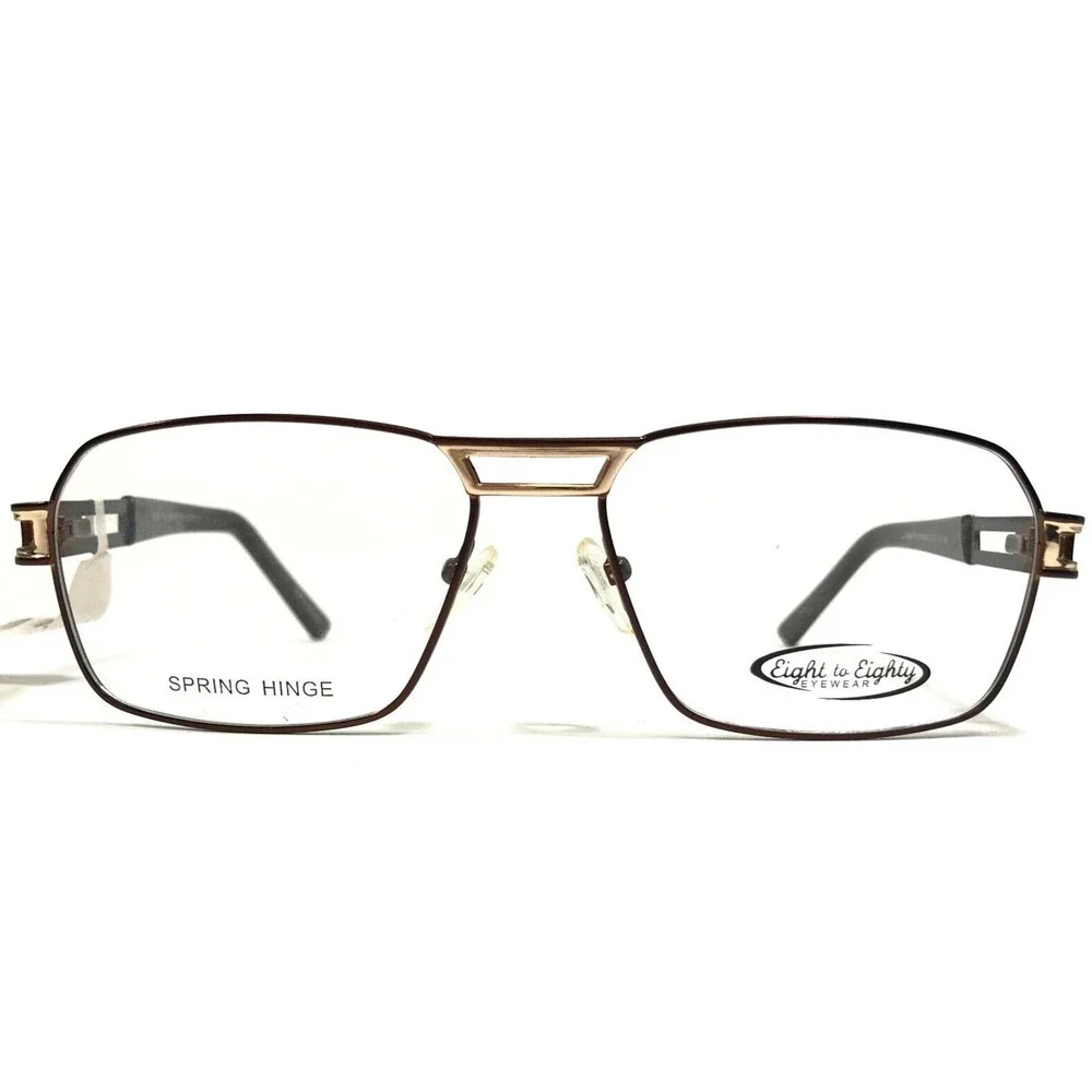 Eight to Eighty Eyeglasses Frames TWAN BROWN/GOLD Square Full Rim 57-18-145